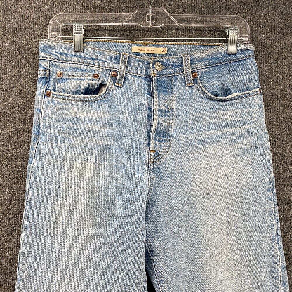 Levis Premium Jeans Womens‎ 29 Blue Wedgie Straight High Rise Button Fly Y2K - Picture 2 of 12